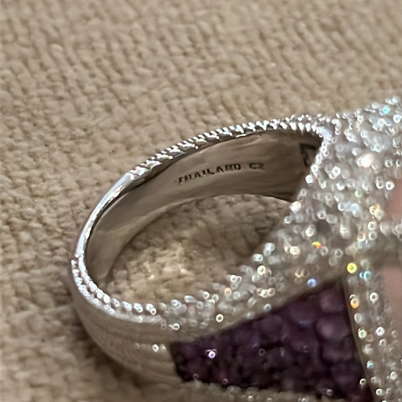 Judith Ripka - Amethyst Pink Quartz Sterling Silver Ring Size 6.75 - Picture 12 of 16